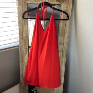 Three Eighty Two Coral Tie Neck Slip Dress